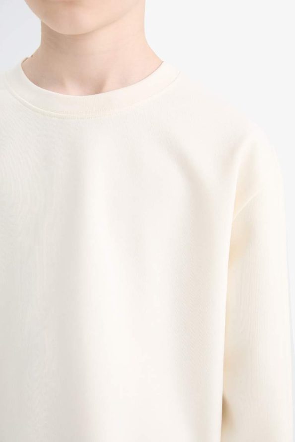 Boys' Basic Long Sleeve School T-Shirt with Crew Neck