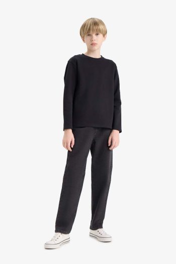 Boys' Basic Long Sleeve Crew Neck School T-Shirt