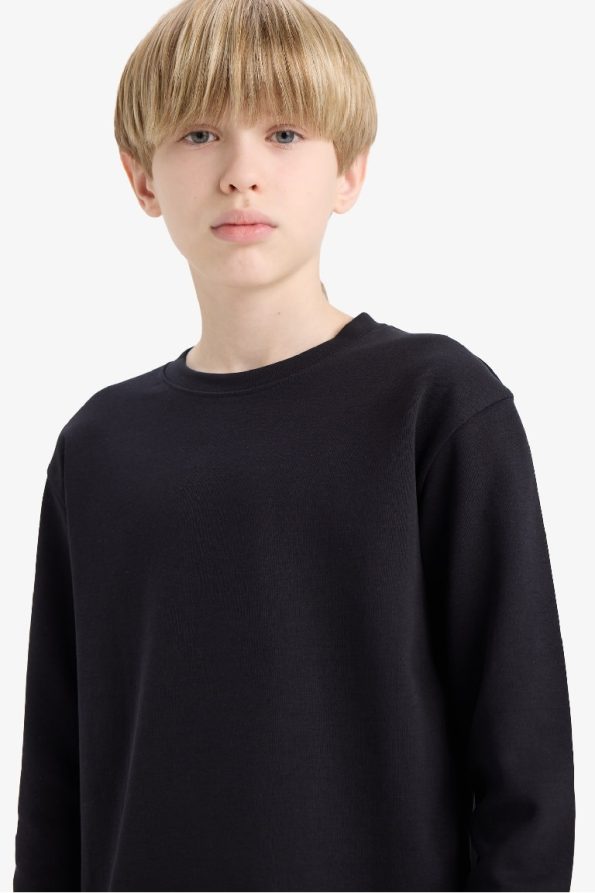Boys' Basic Long Sleeve Crew Neck School T-Shirt