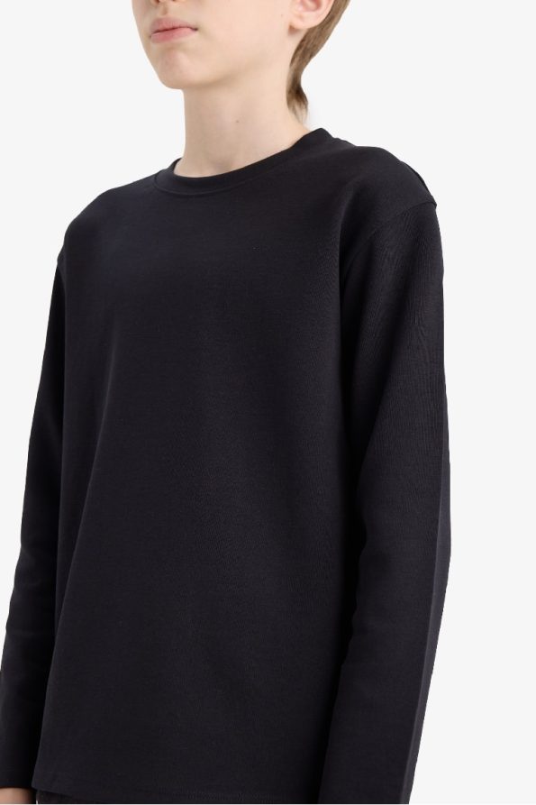 Boys' Basic Long Sleeve Crew Neck School T-Shirt