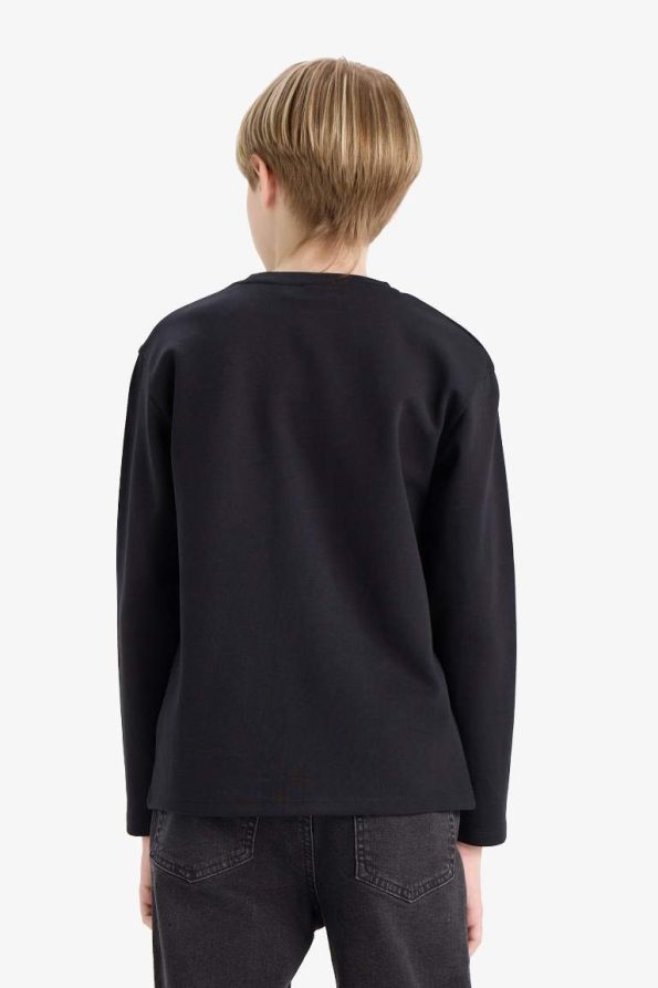 Boys' Basic Long Sleeve Crew Neck School T-Shirt