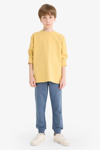 Boys' Basic Long Sleeve School T-Shirt with Crew Neck