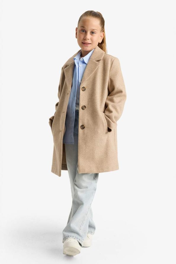 Girls' Button-Up Parka with Jacket Collar