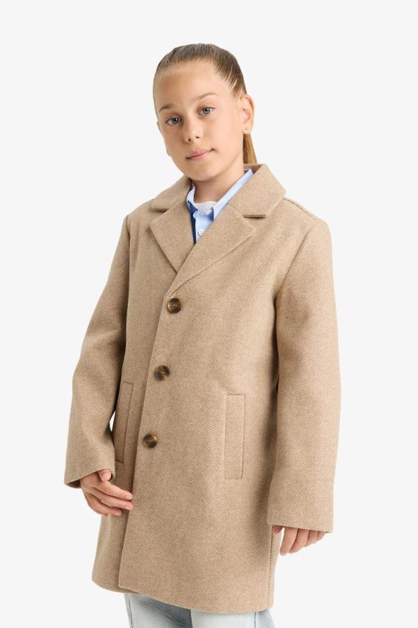 Girls' Button-Up Parka with Jacket Collar