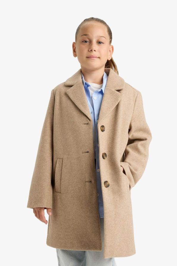 Girls' Button-Up Parka with Jacket Collar