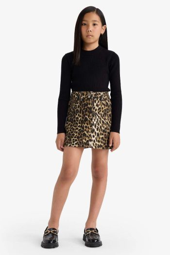 Girls' Fitted Crew Neck Ribbed Sweater