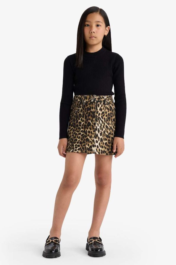 Girls' Fitted Crew Neck Ribbed Sweater