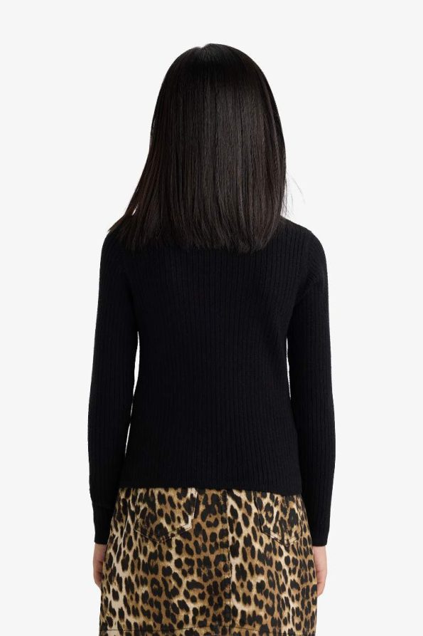 Girls' Fitted Crew Neck Ribbed Sweater