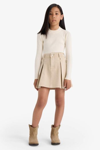 Girls' Fitted Crew Neck Ribbed Sweater