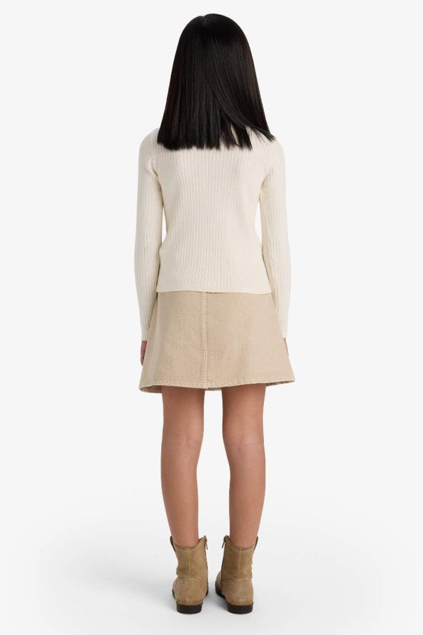 Girls' Fitted Crew Neck Ribbed Sweater