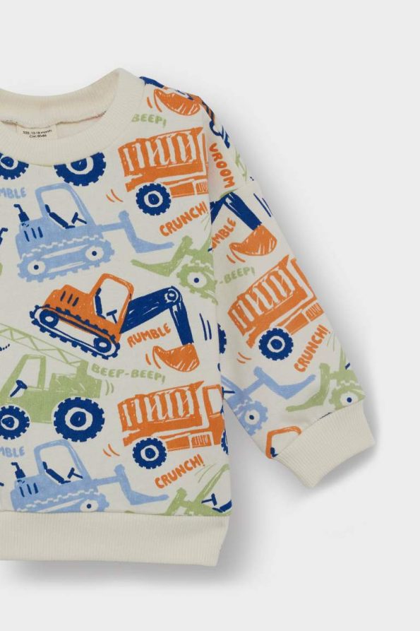 Boys' Soft-Fleece Crew Neck Vehicle Print Sweatshirt