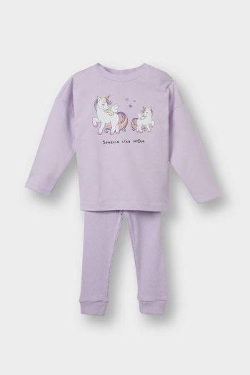 Baby Girl 2-Piece Unicorn Print Long Sleeve Top and Bottom Set
