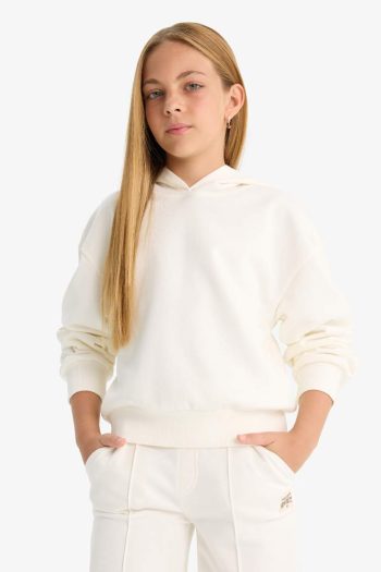Girls' Relax Fit Hooded Basic Sweatshirt