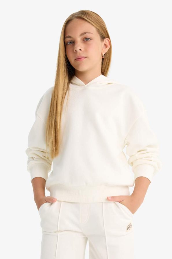 Girls' Relax Fit Hooded Basic Sweatshirt