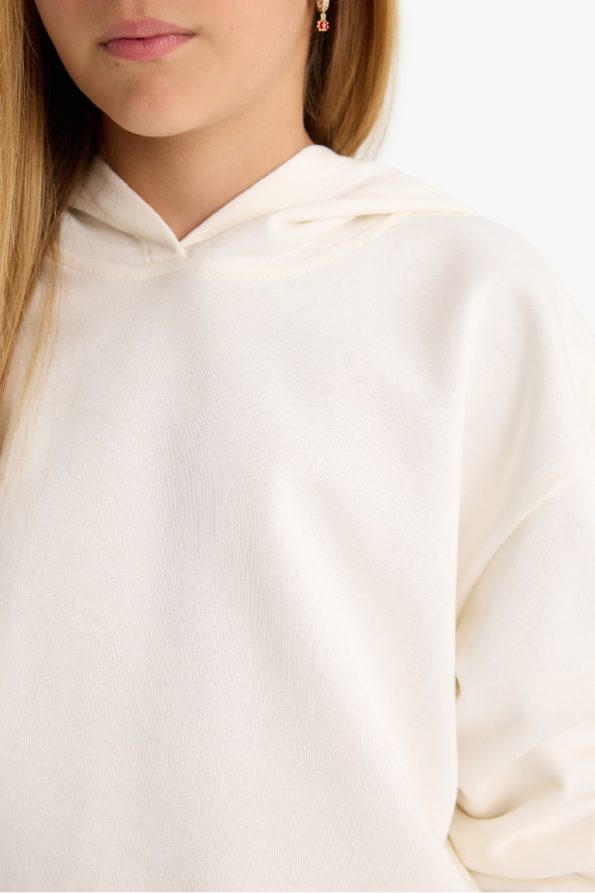Girls' Relax Fit Hooded Basic Sweatshirt