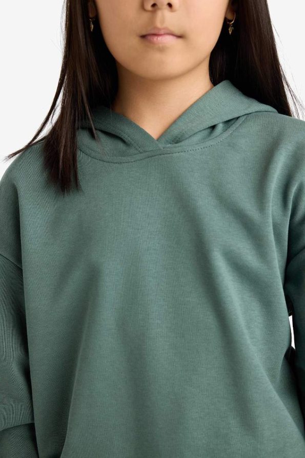 Girls' Relax Fit Hooded Basic Sweatshirt