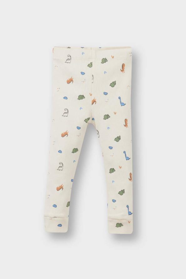 Boys' Two-Piece Dinosaur Print Long Sleeve Ribbed Bodysuit Set