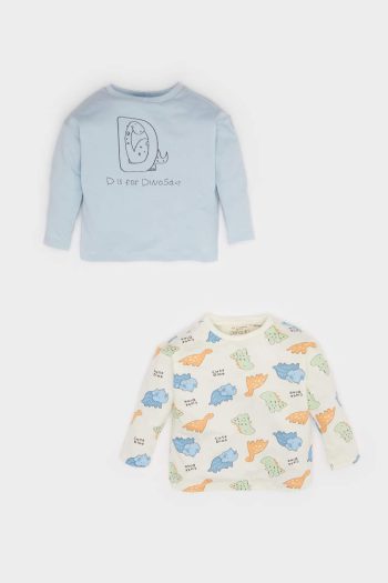 Baby Boys' Newborn Dinosaur Print Long Sleeve T-Shirt Set