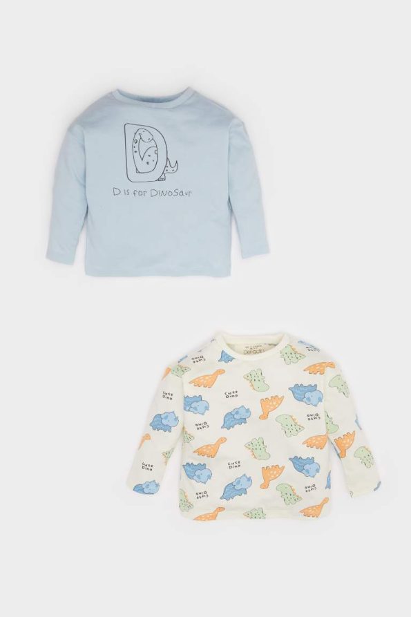 Baby Boys' Newborn Dinosaur Print Long Sleeve T-Shirt Set