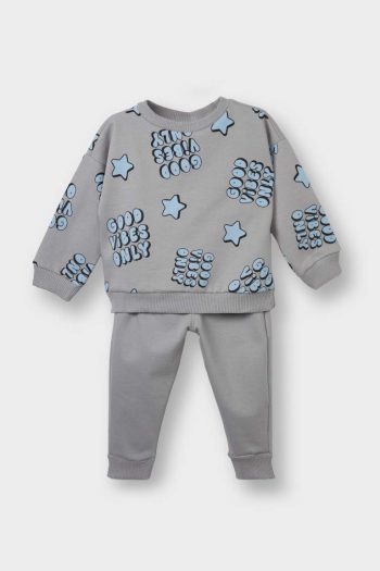 Boys' Baby 2-Piece Set with Patterned Sweatshirt Bottom
