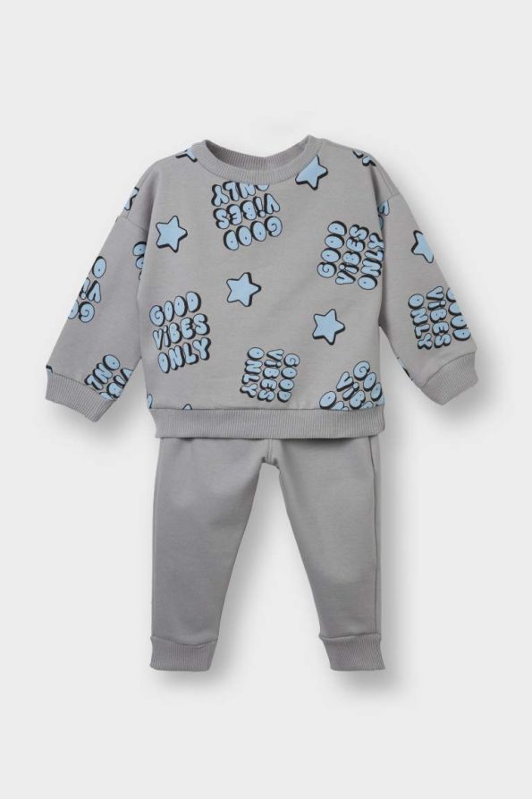 Boys' Baby 2-Piece Set with Patterned Sweatshirt Bottom