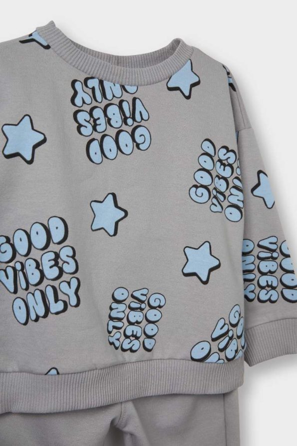 Boys' Baby 2-Piece Set with Patterned Sweatshirt Bottom