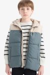 Boys' Waterproof Hooded Fleece Lined Zippered Puffer Vest