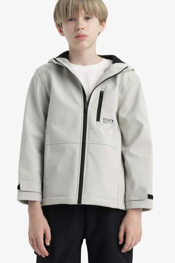 Boys' Hooded Fleece Lined Rain Jacket