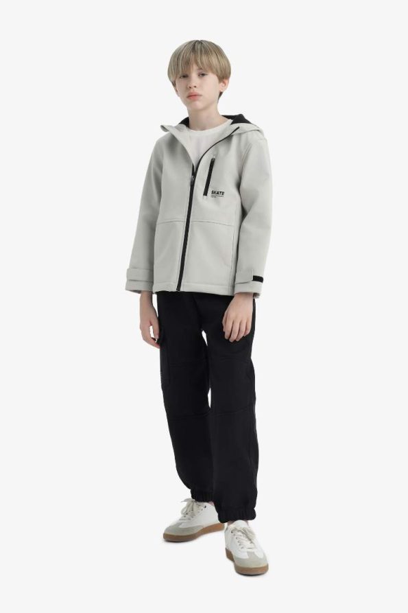 Boys' Hooded Fleece Lined Rain Jacket