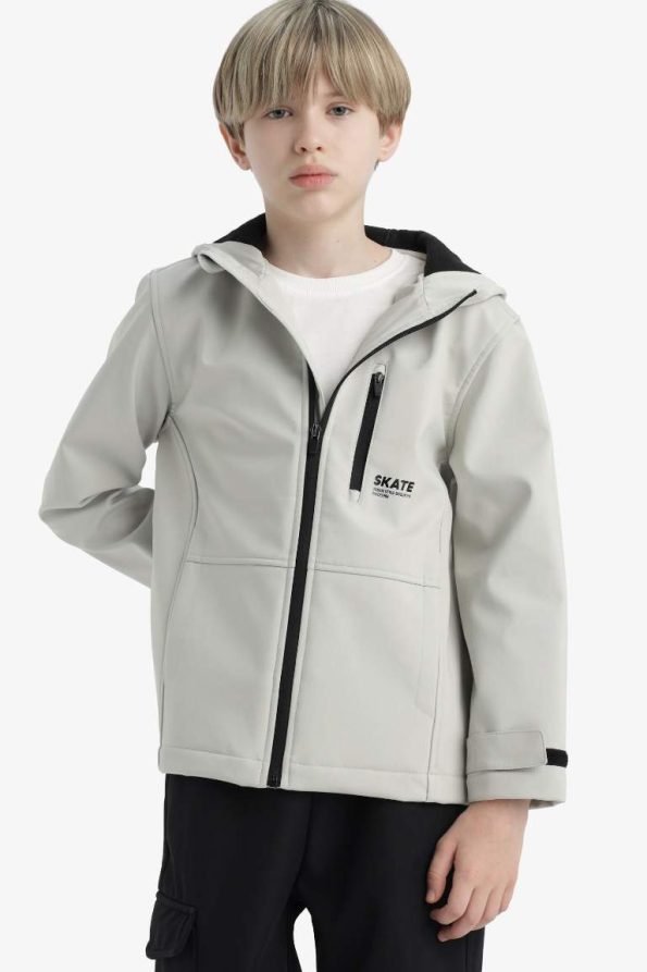 Boys' Hooded Fleece Lined Rain Jacket