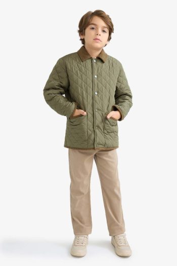 Boys' Water-Resistant Polo Collar Plush Lined Jacket