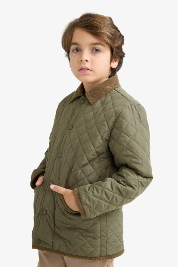 Boys' Water-Resistant Polo Collar Plush Lined Jacket