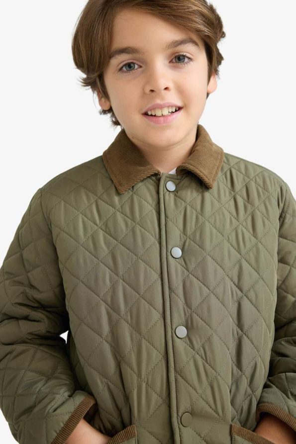 Boys' Water-Resistant Polo Collar Plush Lined Jacket