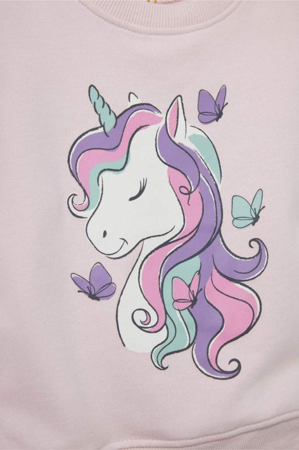 Girls' Baby 2-Piece Unicorn Print Soft Fleece Sweatshirt and Pants Set