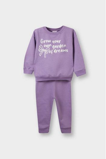 Girls' Baby 2-Piece Soft Fleece Printed Sweatshirt and Jogger Set