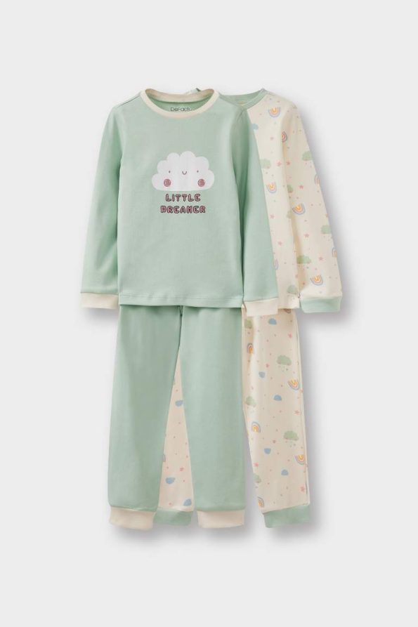 Girls' Baby 4-Piece Printed Pajama Set Long Sleeve Top Long Pants