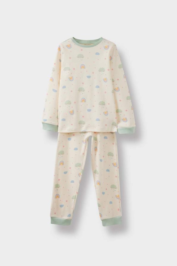 Girls' Baby 4-Piece Printed Pajama Set Long Sleeve Top Long Pants