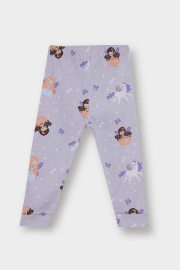 Girls' Long Sleeve Pajama Set with Patterned Top and Long Pants