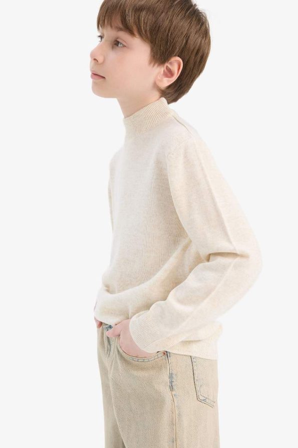 Boys' Mock Neck Knit Sweater