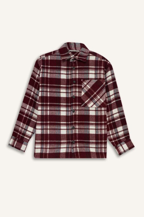 Boys' Oversized Checkered Long Sleeve Polo Shirt