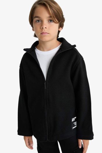 Boys' Oversized Wide Fit Zip-Up Long Sleeve Shirt Jacket