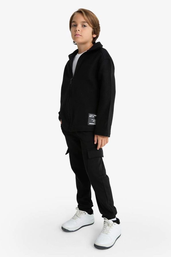 Boys' Oversized Wide Fit Zip-Up Long Sleeve Shirt Jacket