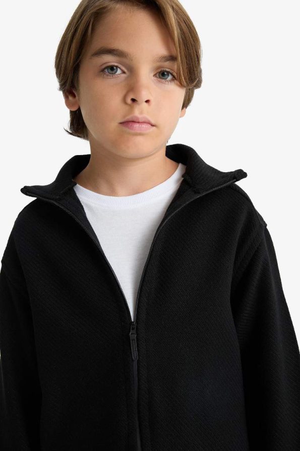 Boys' Oversized Wide Fit Zip-Up Long Sleeve Shirt Jacket