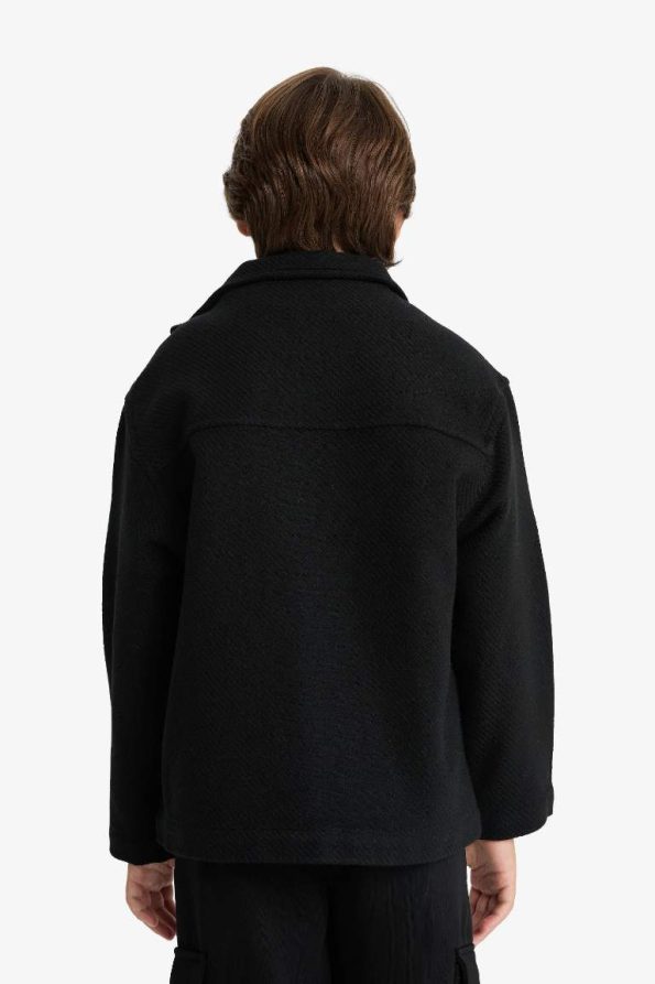 Boys' Oversized Wide Fit Zip-Up Long Sleeve Shirt Jacket