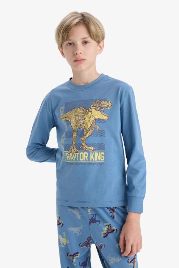Boys' Dinosaur Print Long Sleeve Pajama Set