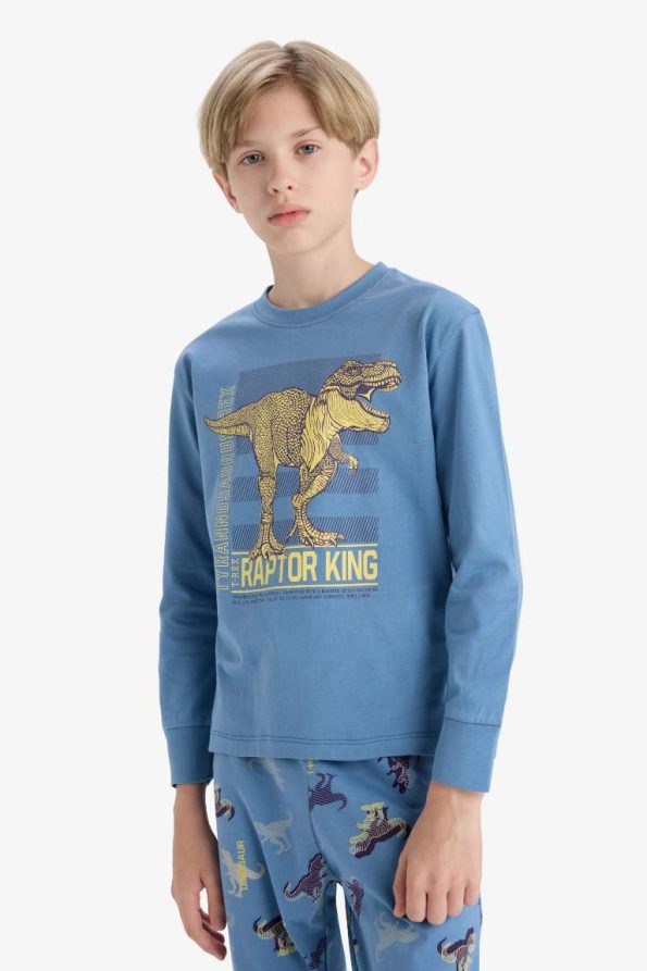 Boys' Dinosaur Print Long Sleeve Pajama Set