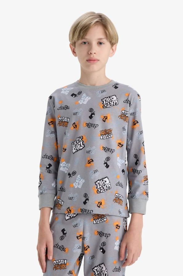 Boys' Printed Long Sleeve Pajama Set