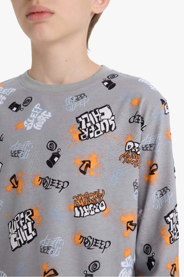 Boys' Printed Long Sleeve Pajama Set