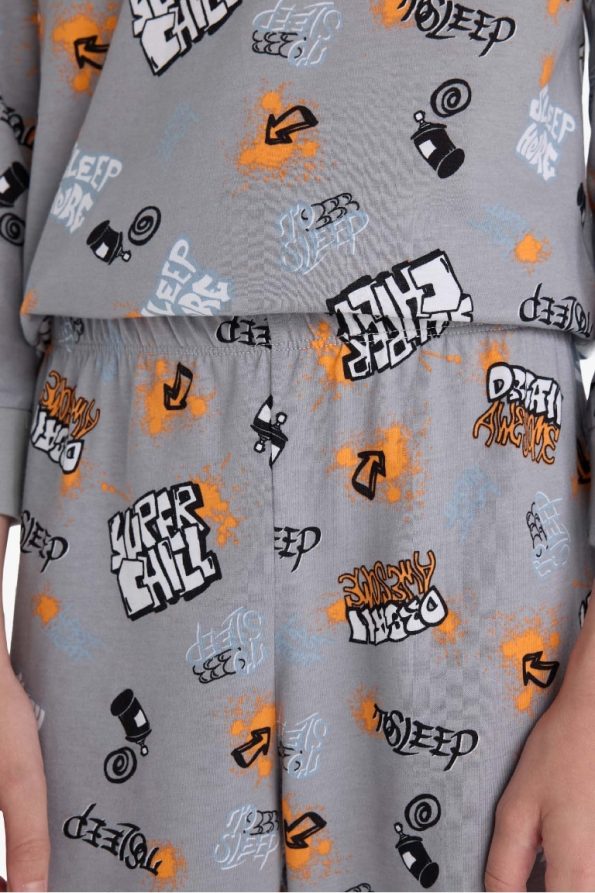 Boys' Printed Long Sleeve Pajama Set