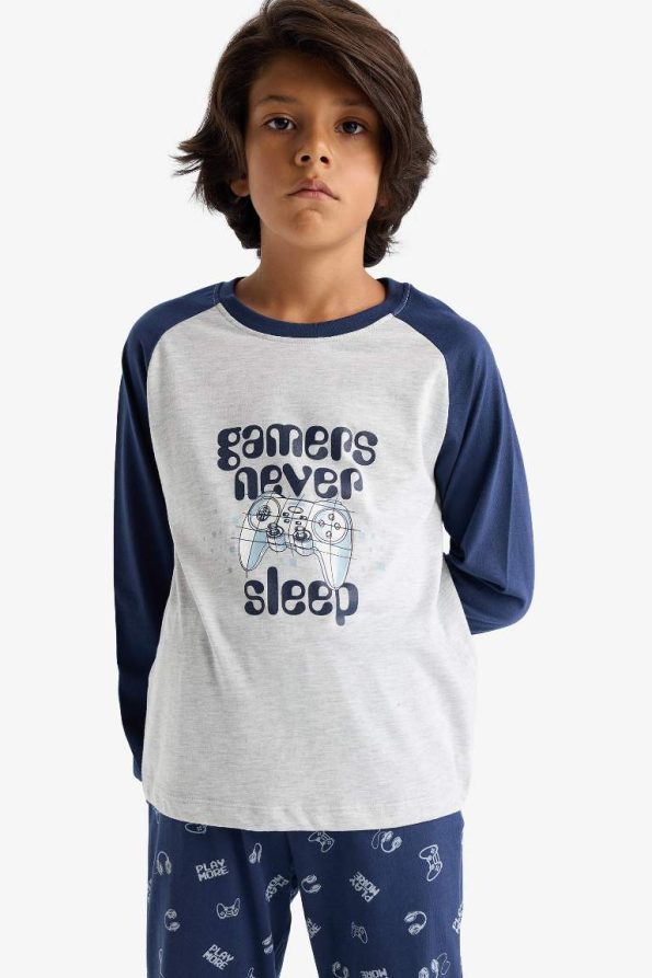 Boys' Printed Long Sleeve Pajama Set